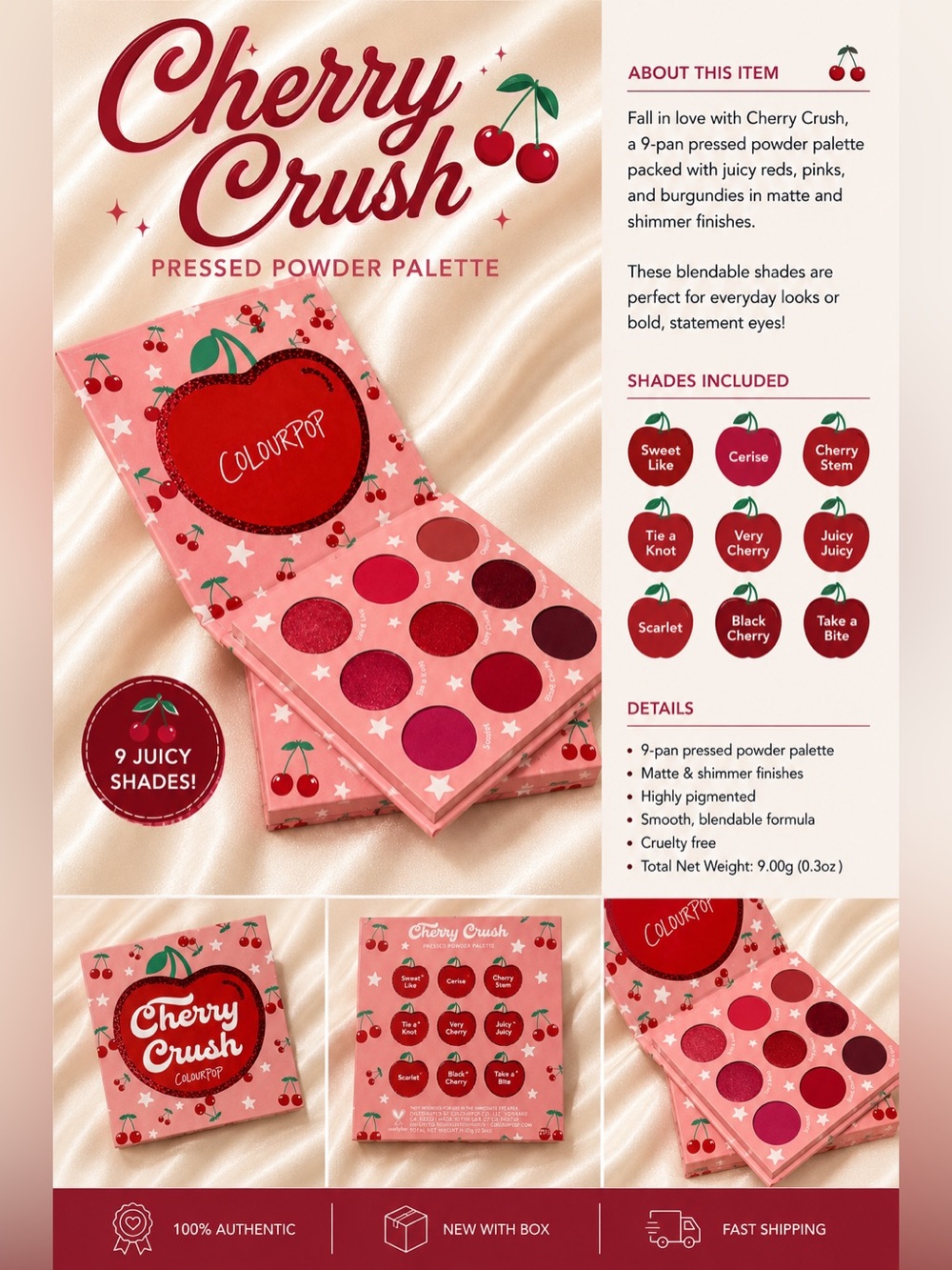 ColourPop Cherry Crush Pressed Powder Eyeshadow Palette